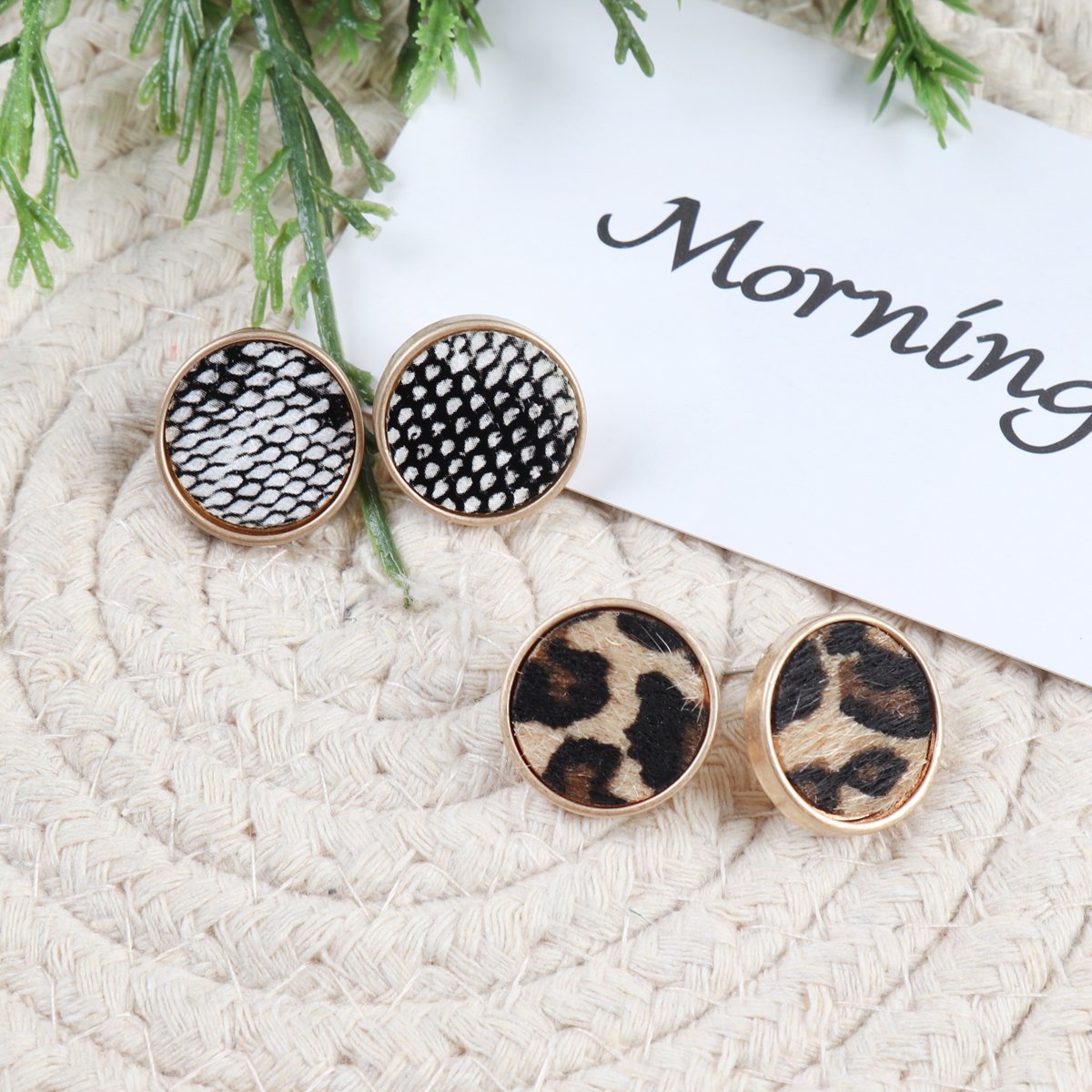 Wood Bead Drop Bar Earrings