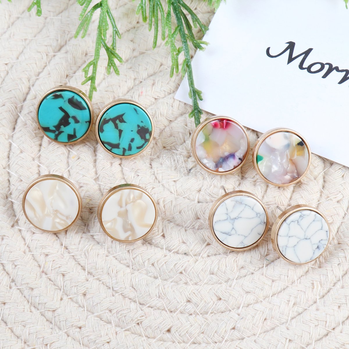 Wood Bead Drop Bar Earrings