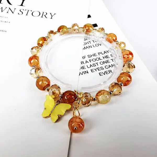 2022 New Korean Flowers Daisy Bracelets Bohemian Colorful Crystal Beaded Bracelet Handmade Elastic Rope Women Pulseira Jewelry
