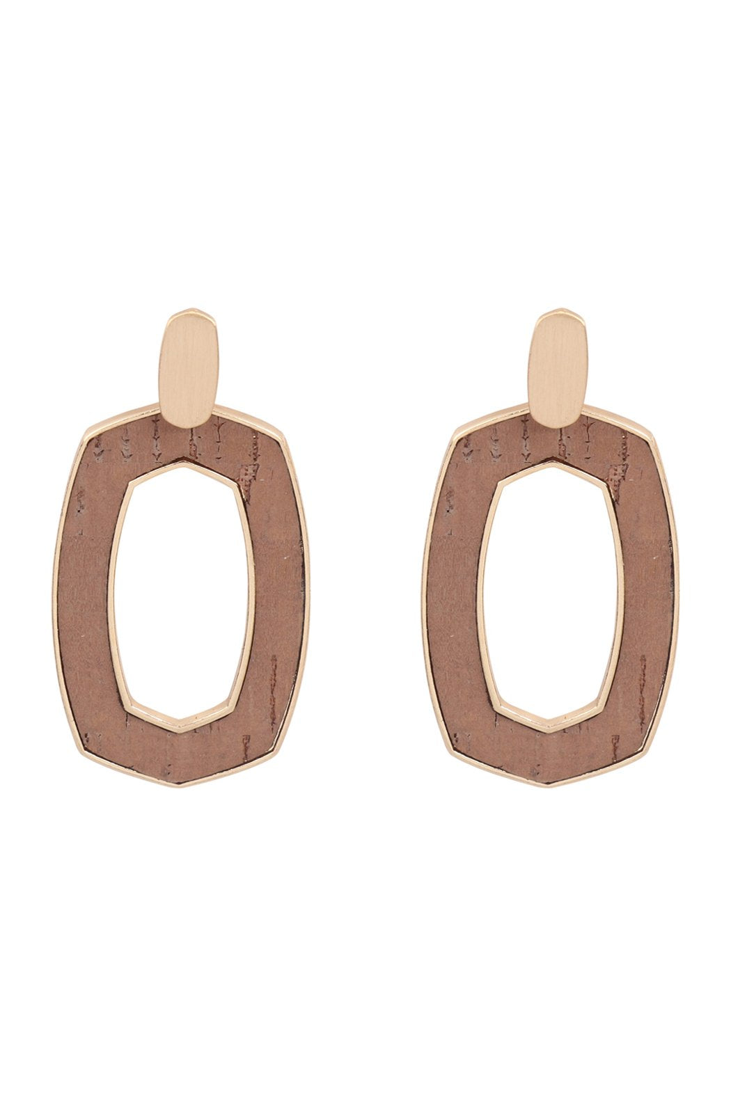 Oval Shape Cast Cork Post Earrings