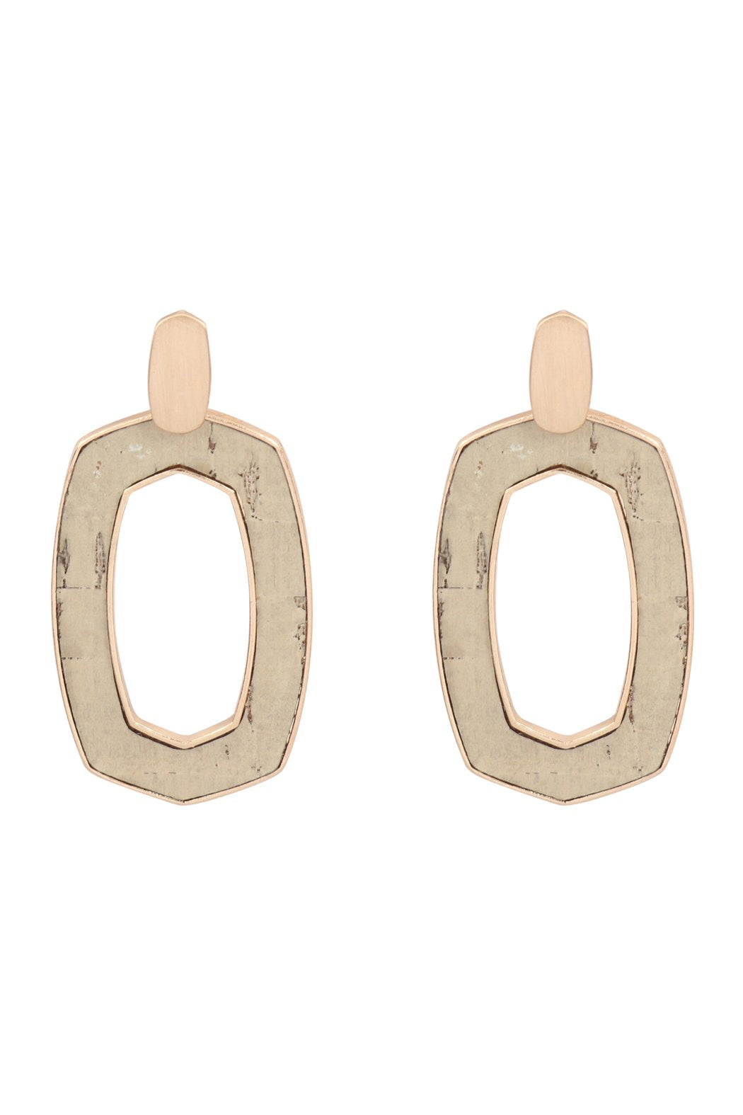 Oval Shape Cast Cork Post Earrings