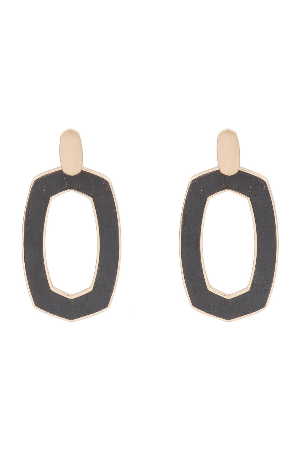 Oval Shape Cast Cork Post Earrings