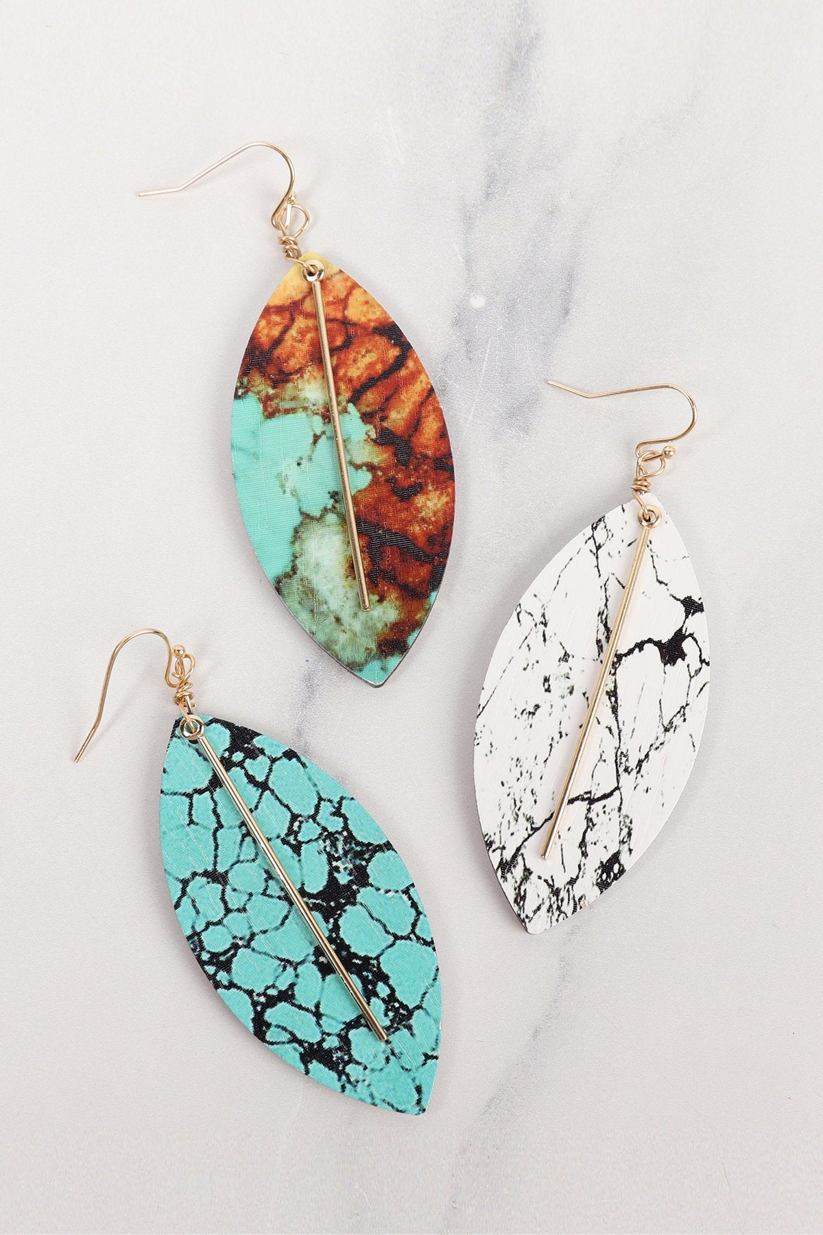 Semi Wood Fish Hook Bar Earrings
