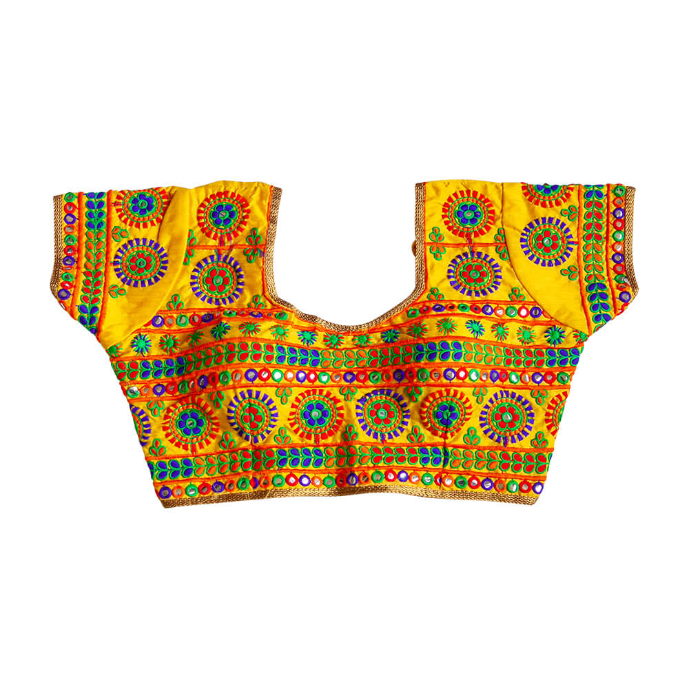 Multi Color Kutchi Work Readymade Blouse - Yellow