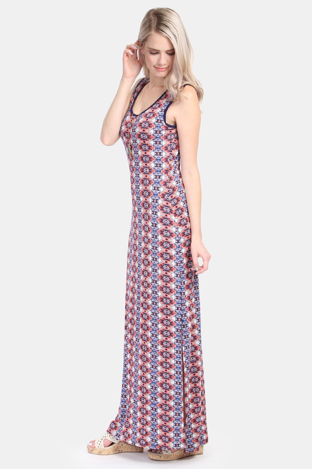 Keyhole Back Tribal Maxi Dress