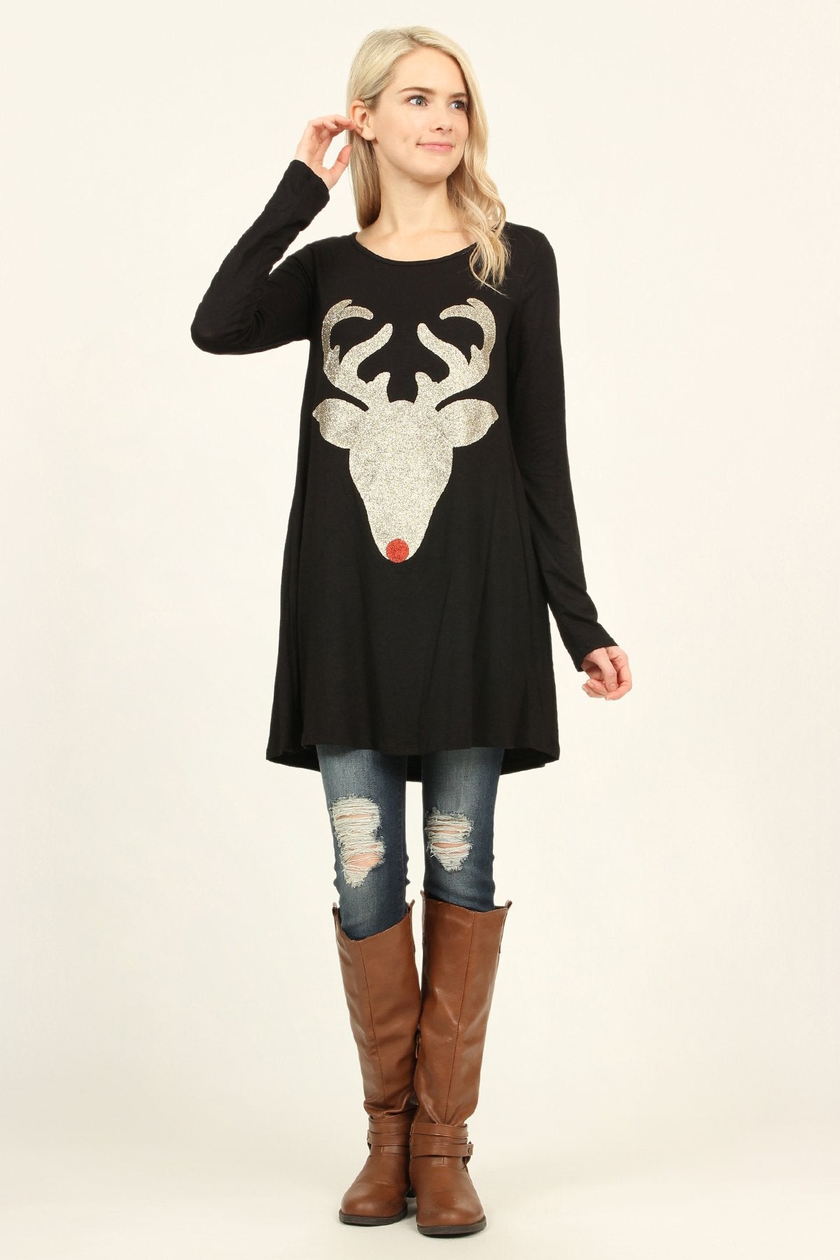 Reindeer Rudolph Glittered Tunic