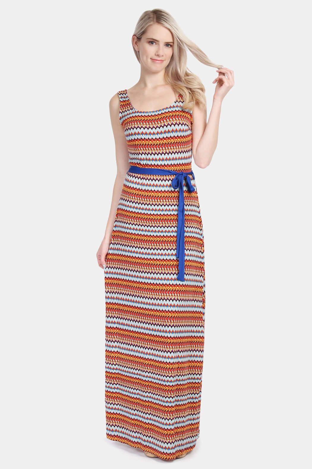 Sleeveless Tribal Print Maxi Dress