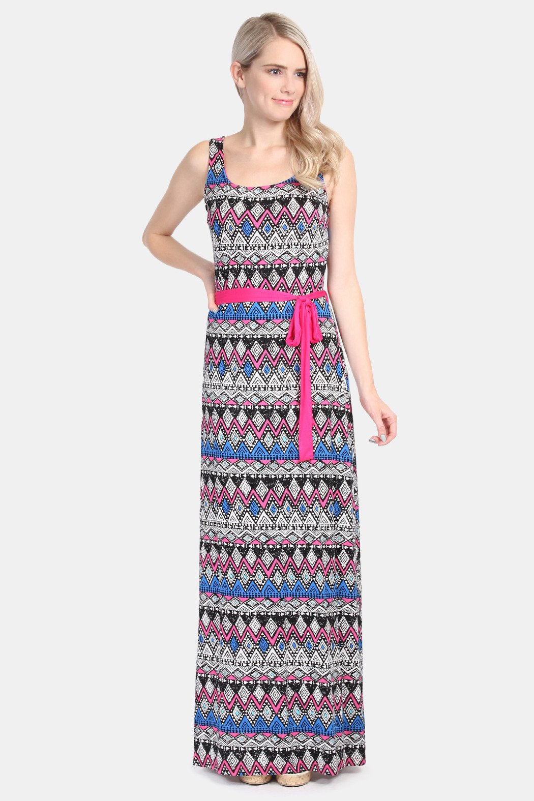 Sleeveless Tribal Print Maxi Dress