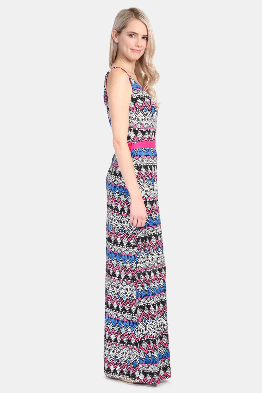 Sleeveless Tribal Print Maxi Dress