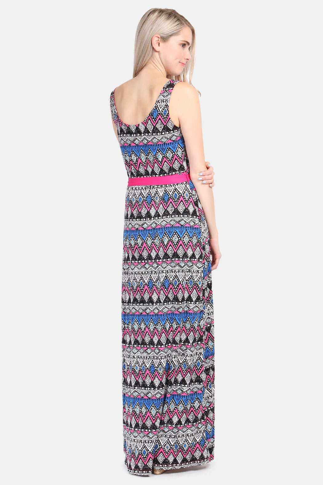 Sleeveless Tribal Print Maxi Dress