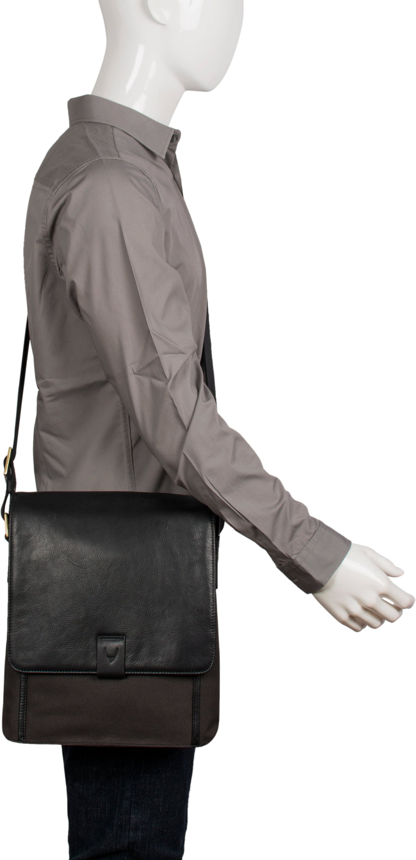 Aiden Genuine Leather and Canvas Medium Crossbody Men/Women Shoulder Messenger Bag/Travel Bag / 10.5" iPad Bag