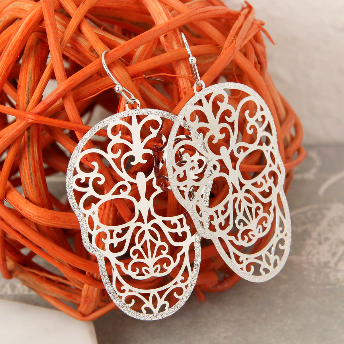 Filigree Sugar Skull Earrings