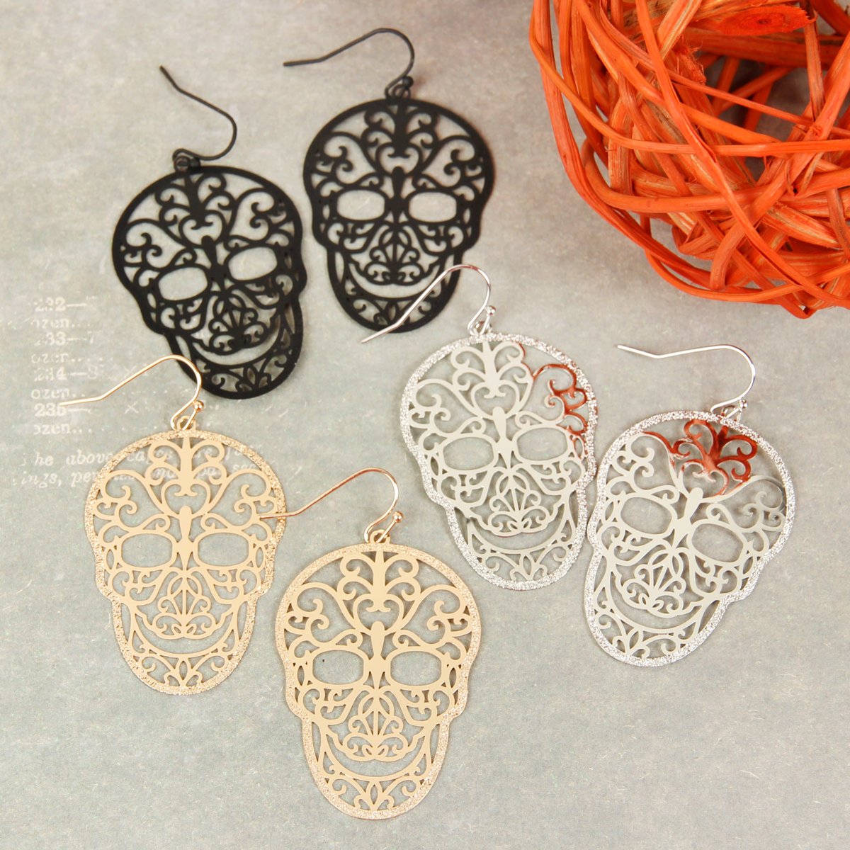 Filigree Sugar Skull Earrings