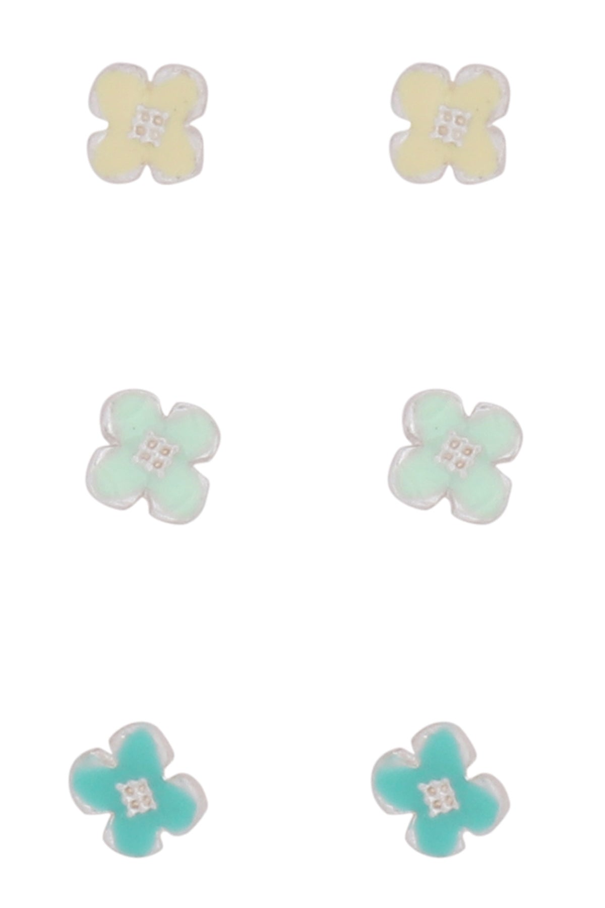 Three-Pair Set of Flower Stud Earrings