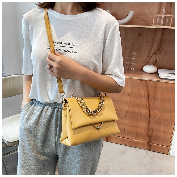 Luxury Women Bag Brand Thick Chain Flap Leather Handbag Female Crossbody Bag Soft Leather Women Totes Bags Ladys Purse