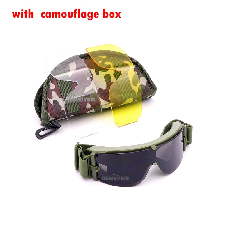 Army Tactical Glasses Airsoft Glasses Paintball Shooting Glasses Windproof Military Tactical Goggles Anti-Uv Protection Glasses