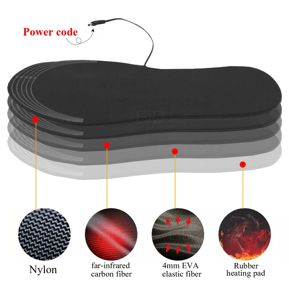 EiD USB Heated Shoe Insoles Electric Foot Warming Pad Feet Warmer Sock Pad Mat Winter Outdoor Sports Heating Insoles Winter Warm
