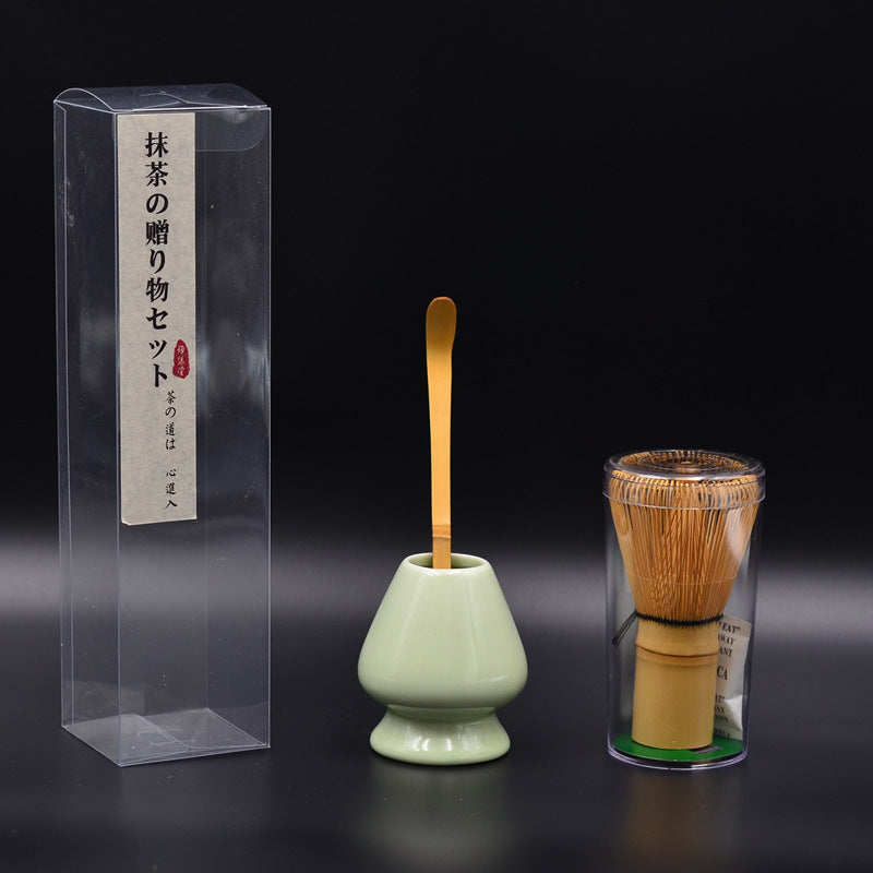 Custom Logo Japan Chasen 100 Pongs Stand Spoon Matcha Green Tea Powder Bamboo Matcha Whisk Set