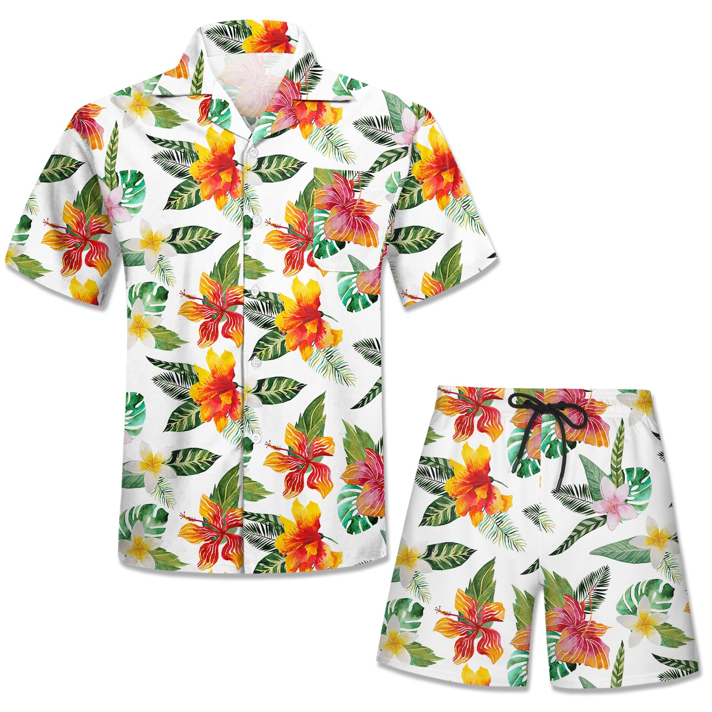 Custom Your Graphic Shirts Men Short Sleeve Two Pieces Set Sublimation Printing Mens Floral Hawaiian Shirt and Shorts Set