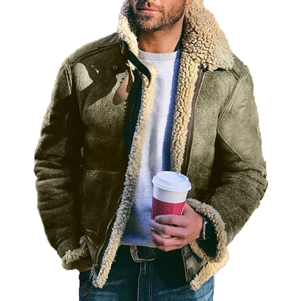 2021 High Quality Suede Faux Duffle Fur Aviator Jacket for Men Jackets Men's Korean Winter Fleece Jackets Men's