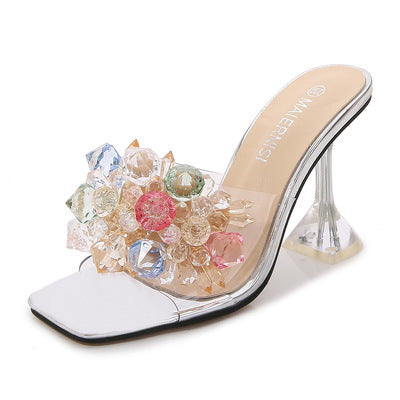 2021 New Design Flowers Princess Ladies Fancy Hills Shoes Women High Heels for Ladies Wedding Party