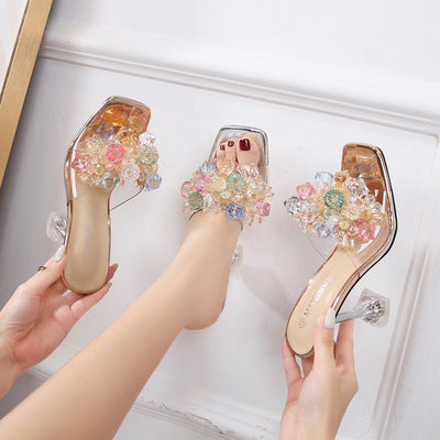 2021 New Design Flowers Princess Ladies Fancy Hills Shoes Women High Heels for Ladies Wedding Party