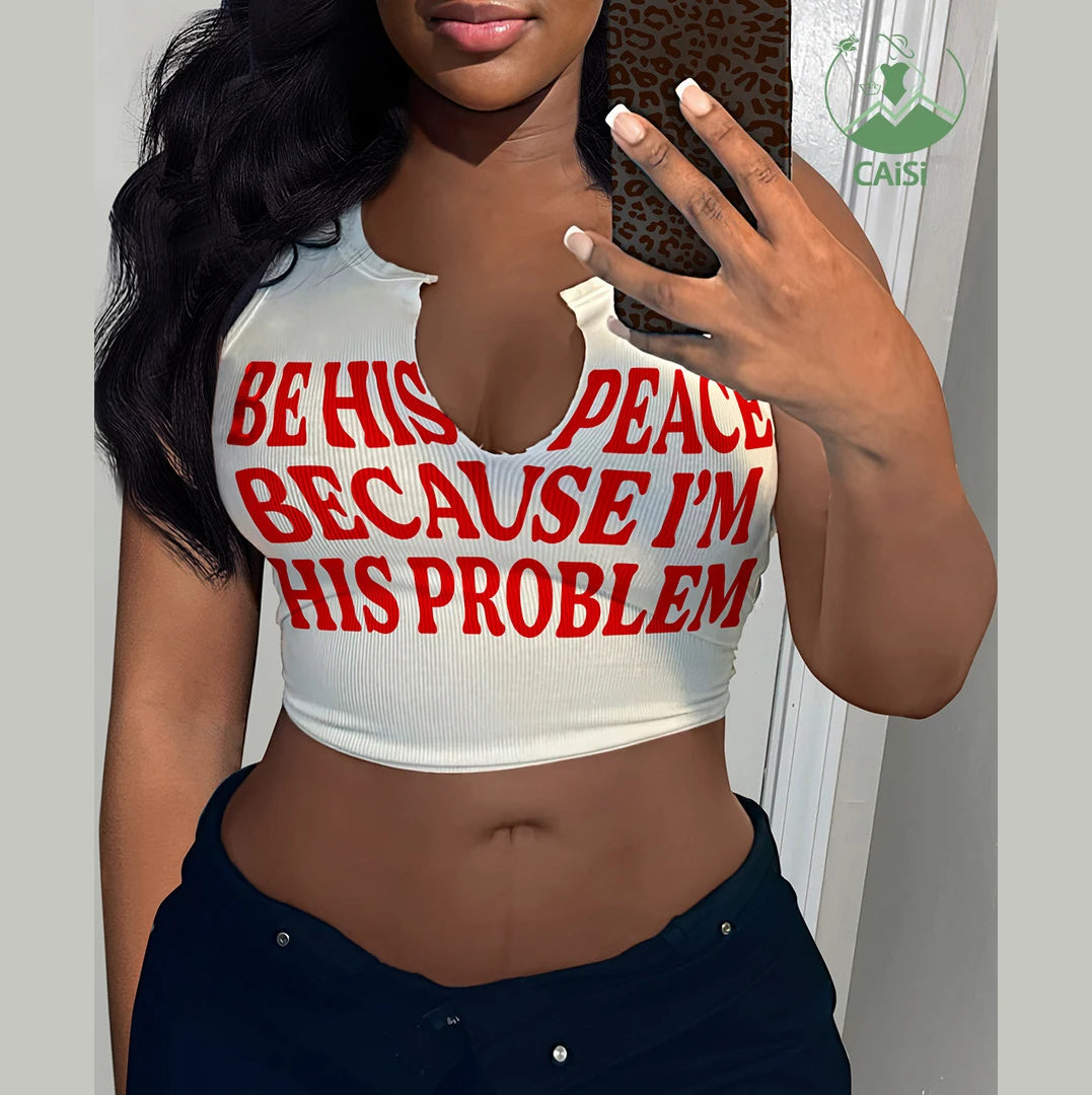 Women's T Shirts Girls Crop Tops Fashion Summer Clothing Sexy T- Shirt Letter Printed Tee Ladies Tank Tops for Girls
