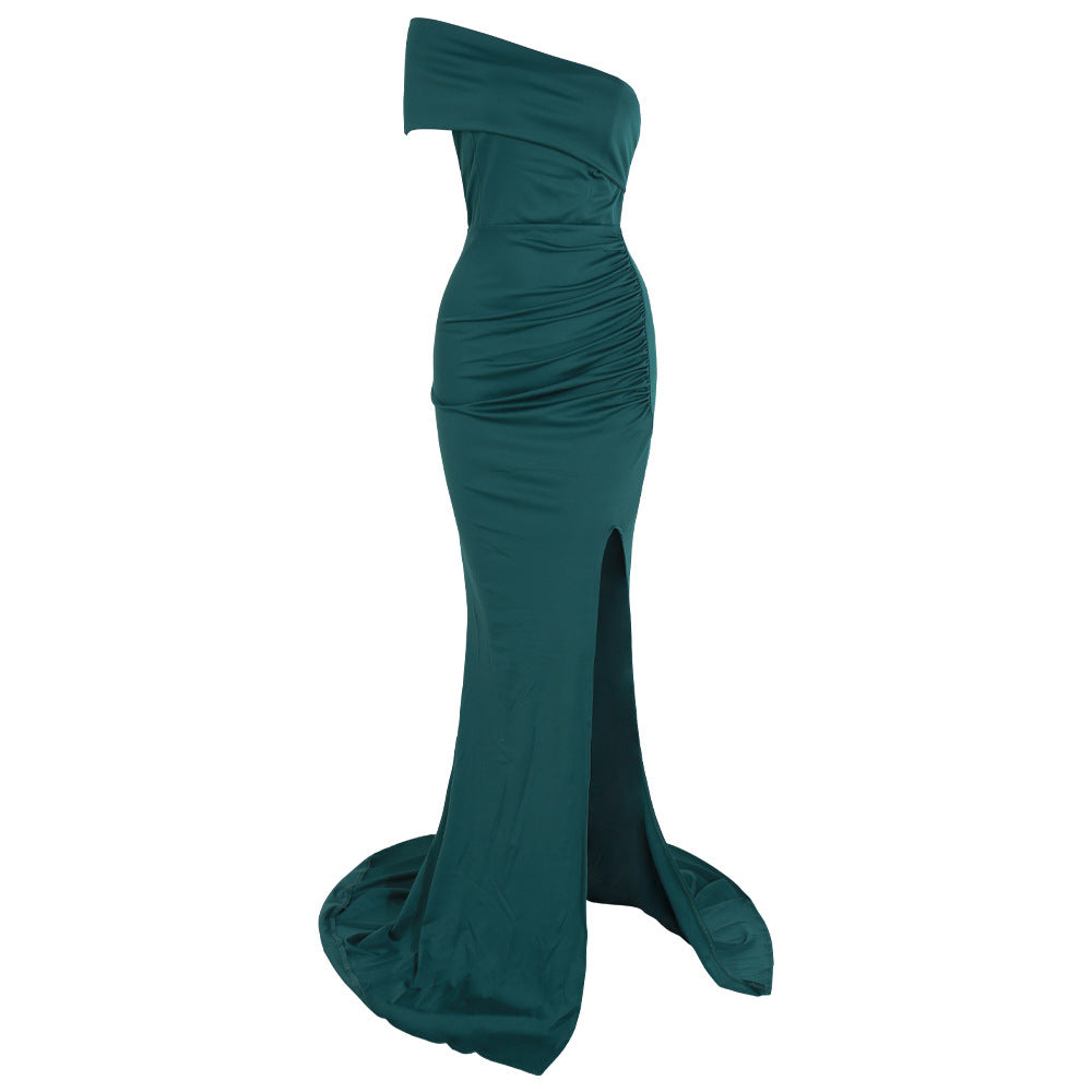 2021 High Quality  Slim Slit Party Annual Meeting   Sexy  Strapless Elegant Ballroom Long Evening Dress