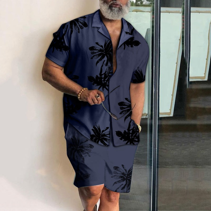 Summer Man Clothes Hawaiian Resort Print Set Men's Shorts Shirt Casual Beach Short Sleeve Two Piece Sets Beach Men Shirts