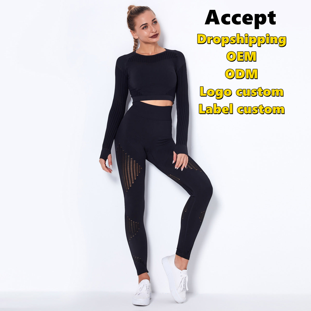 Women 2 Piece Yoga Sets Mesh Breathable Long Sleeve Gym Yoga Wear & Leggings Set Fitness Yoga Wear
