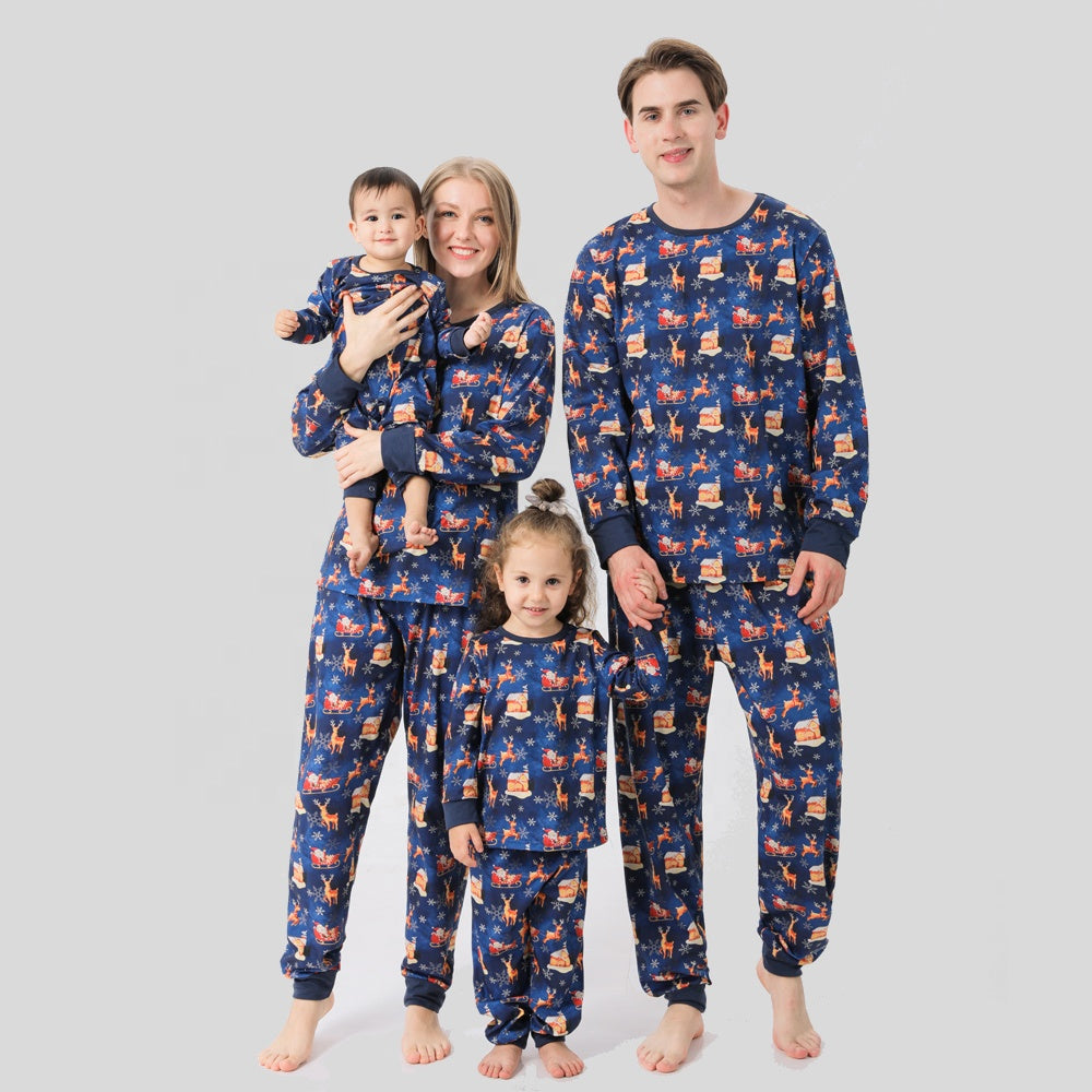 2022 Dropshipping Long Winter Knit Pyjama Matching Christmas Pajamas Family Sleepwear