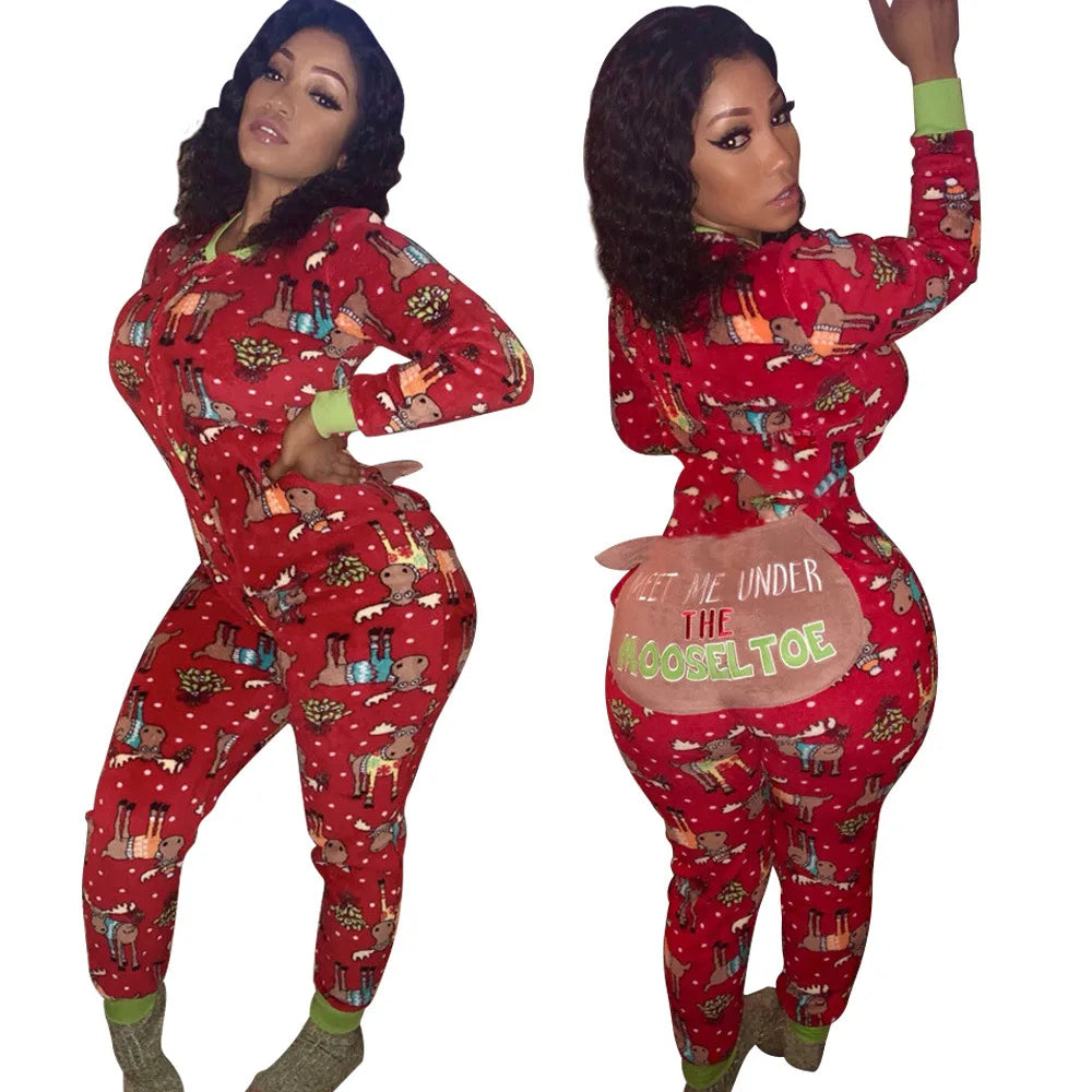 JL109 Christmas Pajamas Loungewear Onesie Sleep Lounge Wear Set Pyjamas Women Sleepwear