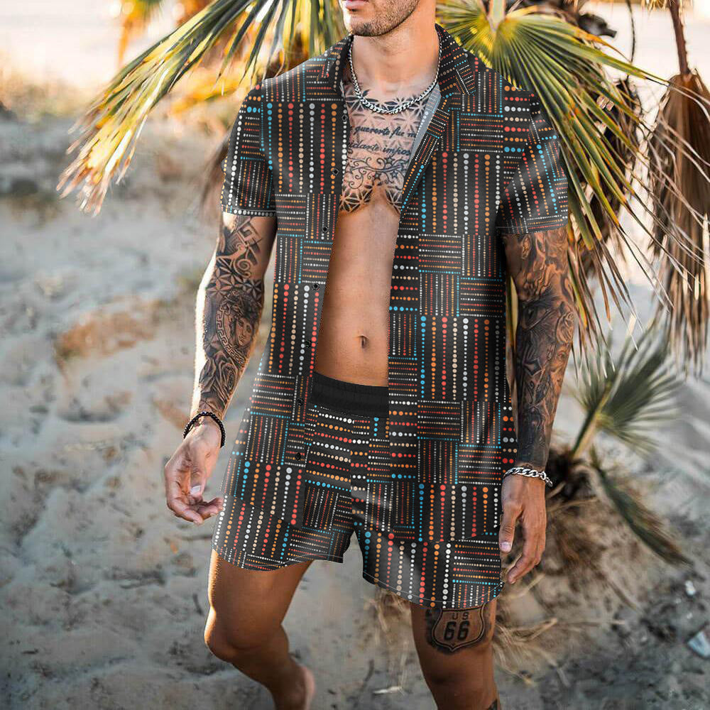 Summer Short Sleeve Shirt Suit Men Fashion Floral Print Hawaiian Shirts + Beach Shorts Casual Beach Clothing Sets Vetement Homme