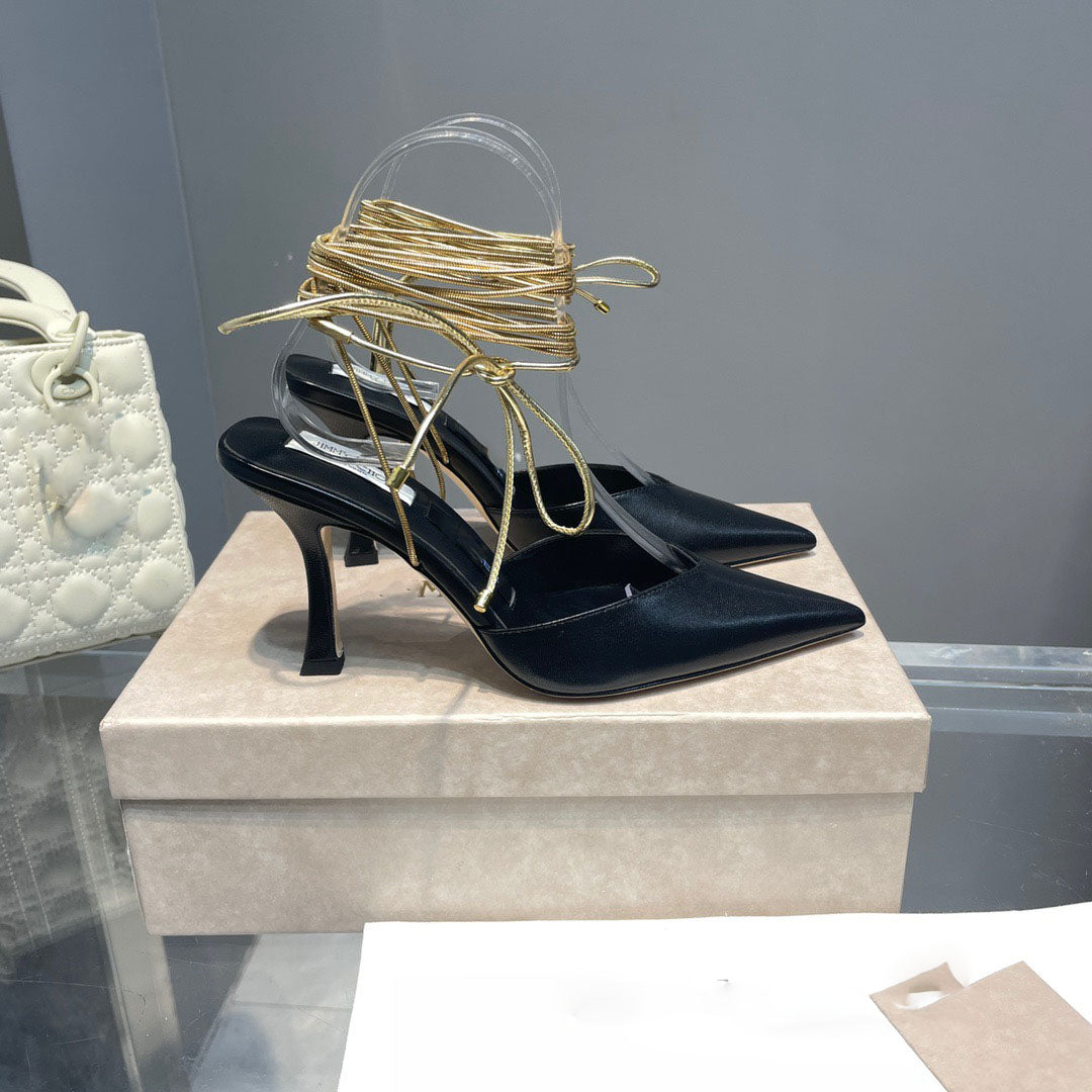 Luxury Shoes Women High Quality Heel Jimy Chooo Bandage Mature Sexy Women High Heels Sexy Classic Sandals High Heel Shoes