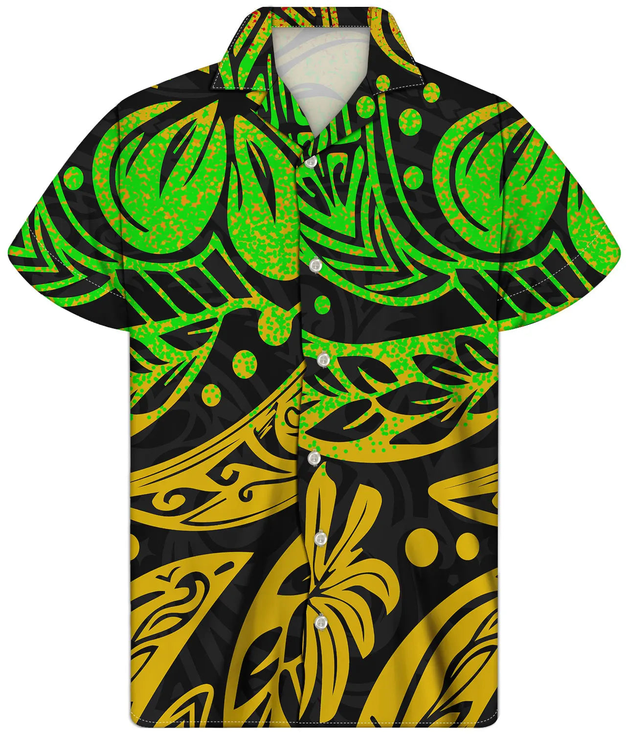 Fancy Gold Shirts for Men Polynesian Tribal Fabric Hawaiian Short Sleeve Shirt Men Summer Clothing for Men's Tropical Tops Shirt
