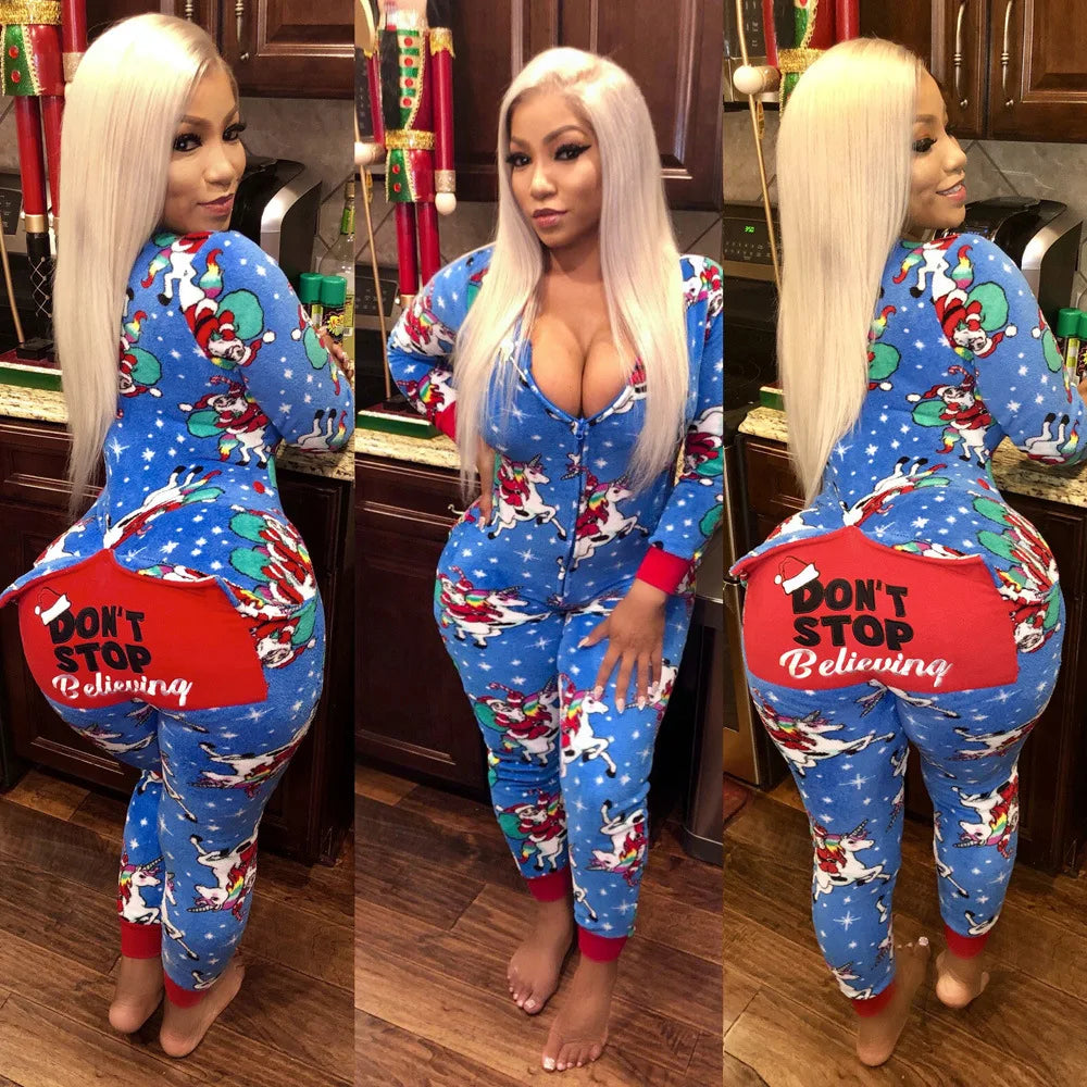 JL109 Christmas Pajamas Loungewear Onesie Sleep Lounge Wear Set Pyjamas Women Sleepwear