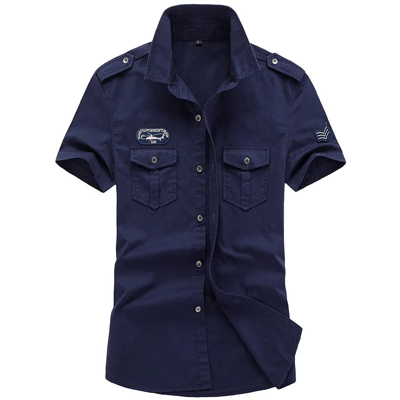 ANSZKTN High Quality Tooling Cargo Shirt Short Sleeved Outdoor Tactical Shirts for Men
