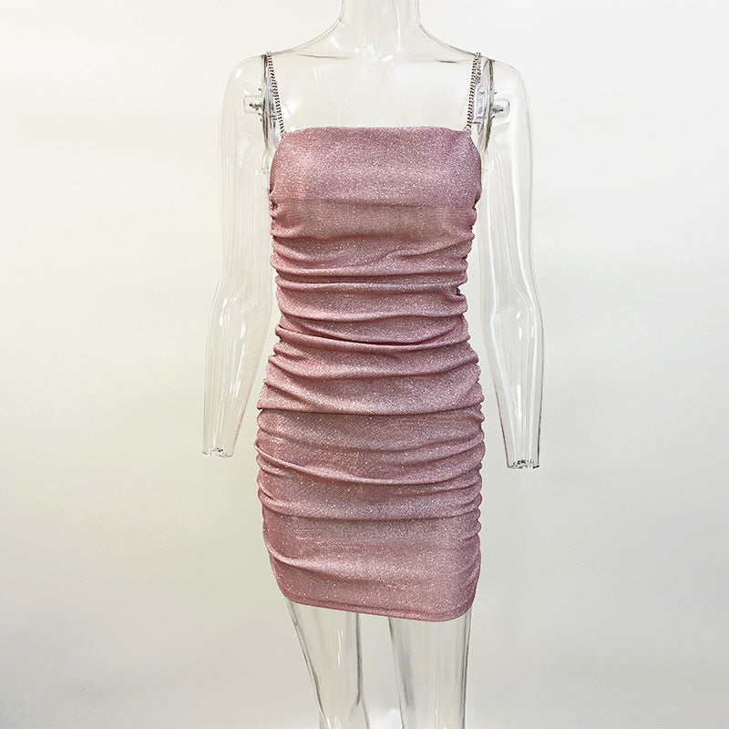 Women's Sparkle Mini Party Sequin Dress Sexy Sequin Glitter Spaghetti Straps Bandage Bodycon Mini Club Party Dress Drop Shipping