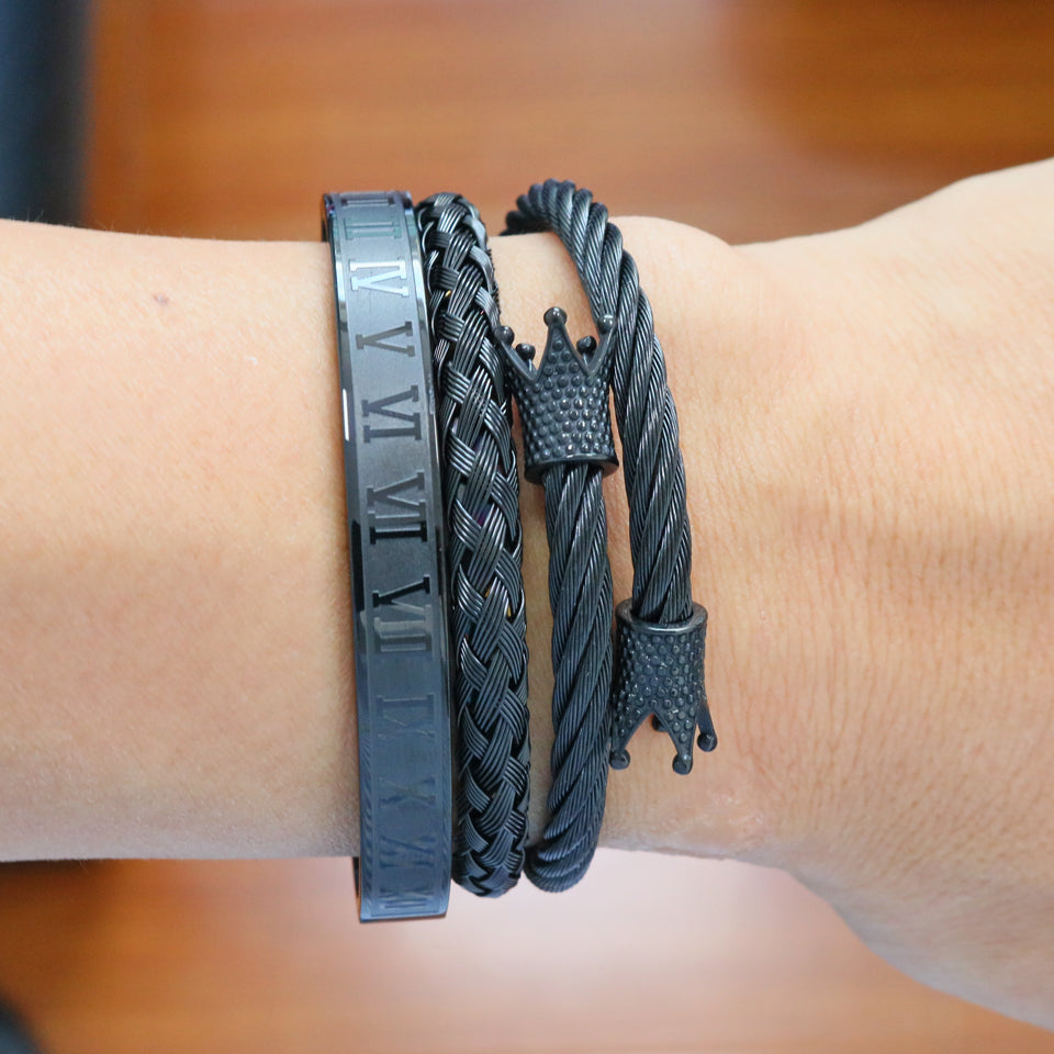 Top Quality Luxury Royal Crown Bracelets & Bangles Fashion Stainless Steel Men' Jewelry Do Not Fade Jewellery Sets Bracelet Male