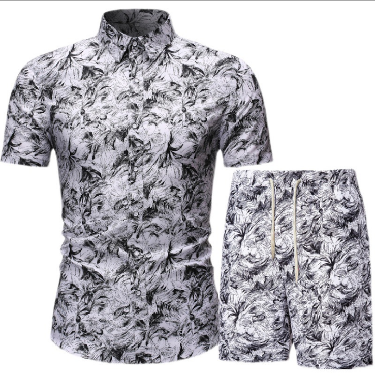Men Two Piece Suit Set Hawaiian Shirt and Shorts Sets 2021 Summer Short Sleeve Floral Beach Shirts Men Party Vacation Clothing