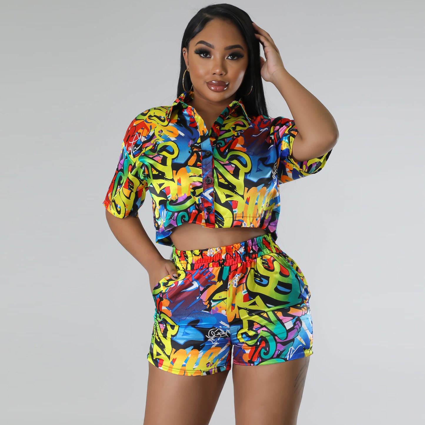 Sexy Printed Summer Vacation Women's Two Piece Streetwear Clothing Sets