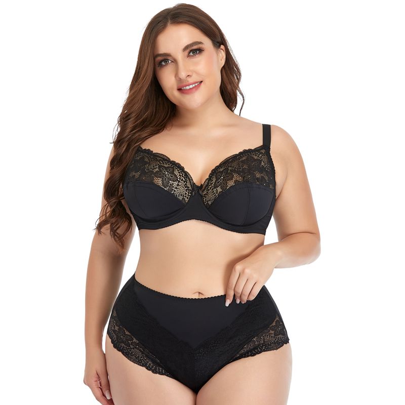 Customized Female E Cup Size Lace Bra Brief Set Lingerie Women's Plus Size Underwear Pantie and Bra Sets