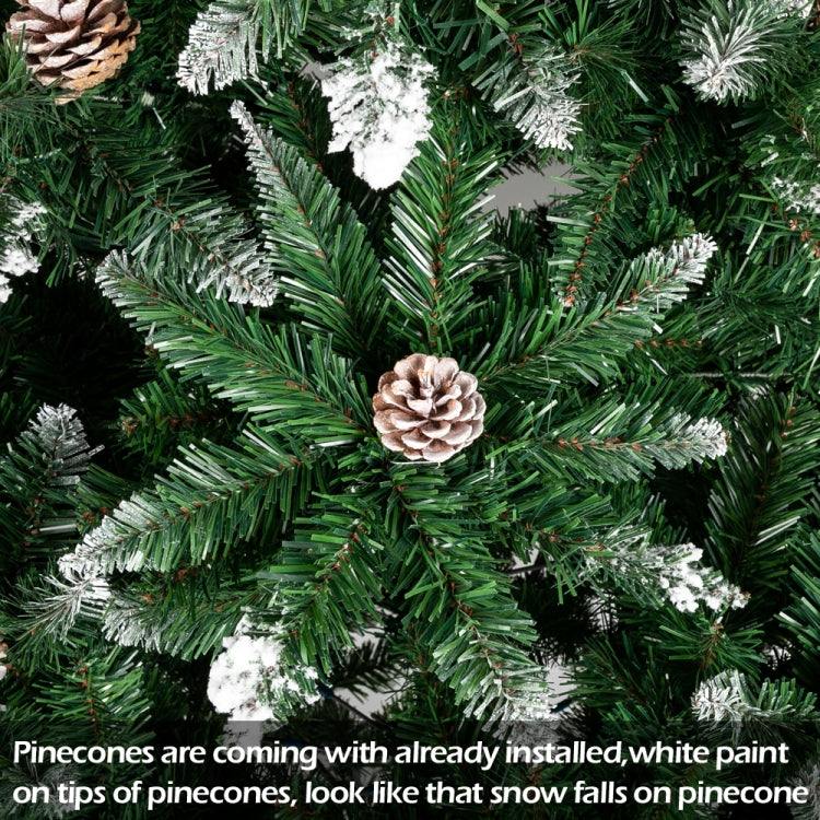 US Warehouse 6FT Indoor Outdoor Christmas Holiday Decoration Flocking Spray White Christmas Tree With 920 Branches & Pine Cones
