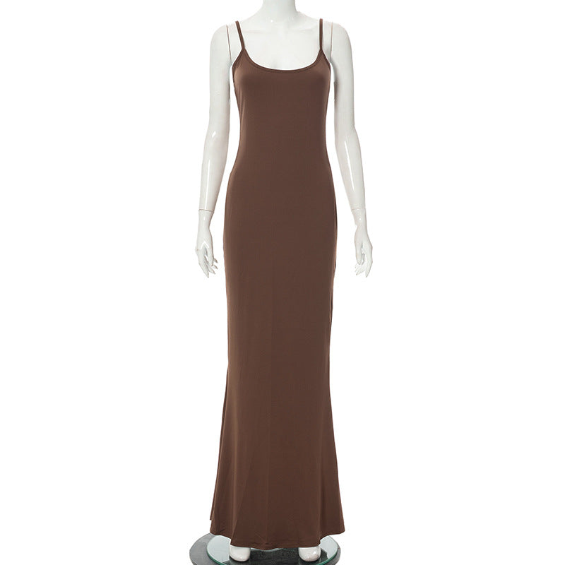 2022 Summer Skims Dresses Casual Slim Fit Sling Soft Lounge Tight Slim Bodycon Long Maxi Slip Dress