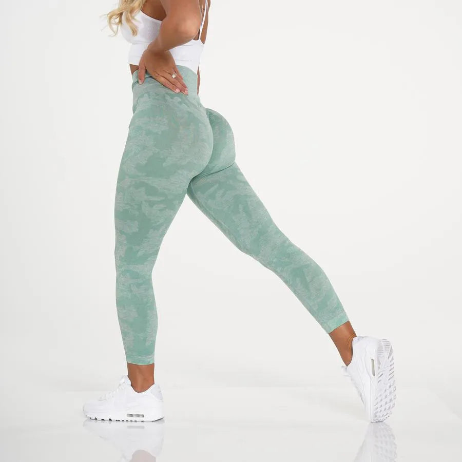 14 Color New Women Camouflage Jacquard Seamless High Waist Yoga Scrunch Butt Leggings