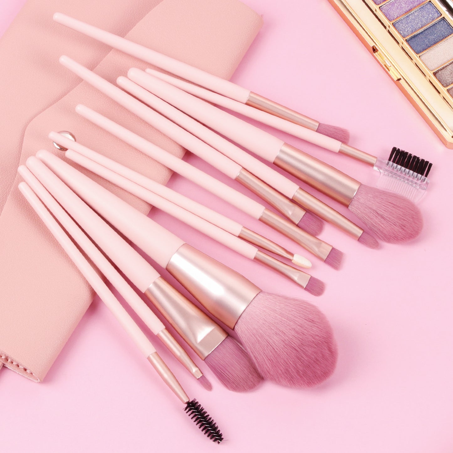 Pink Brush Bag High Opp Wooden Handle Professional High Quality Vegan Wholesale Makeup Brushes Set