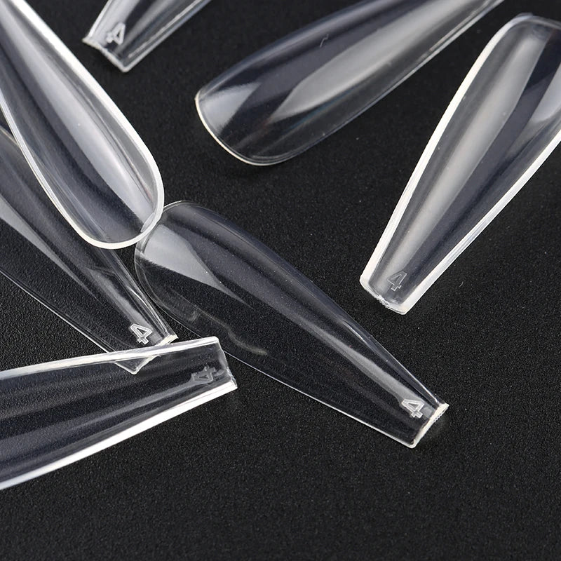 Long Coffin Stiletto Fake Nails ABS New Design Ballerina Nail Art Tips Clear/Natural Fake Nails Tips