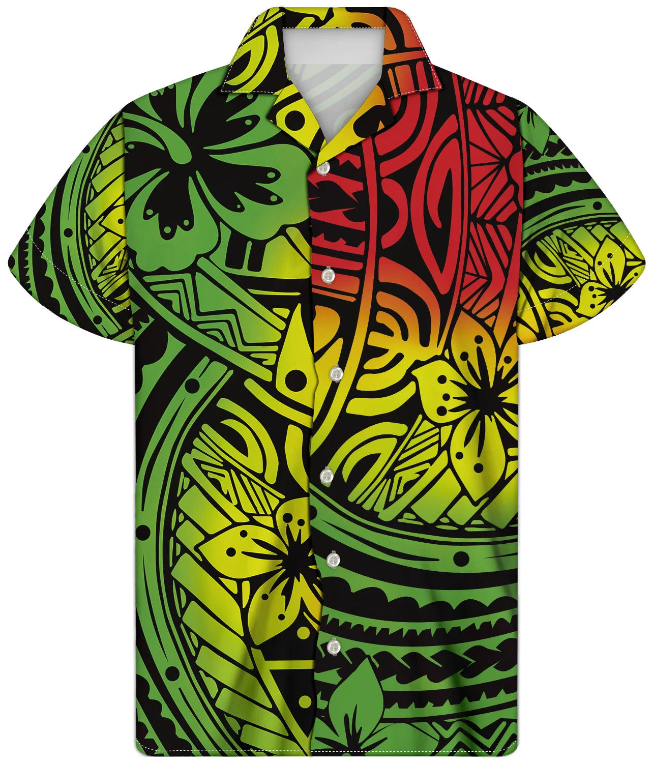Fancy Gold Shirts for Men Polynesian Tribal Fabric Hawaiian Short Sleeve Shirt Men Summer Clothing for Men's Tropical Tops Shirt