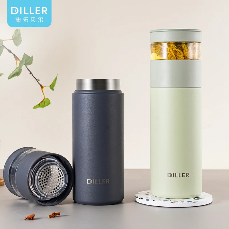 Wholesale Minimalist Thermal Flask Vacuum Stainless Steel Water Bottles With Transparent Tea Infuser