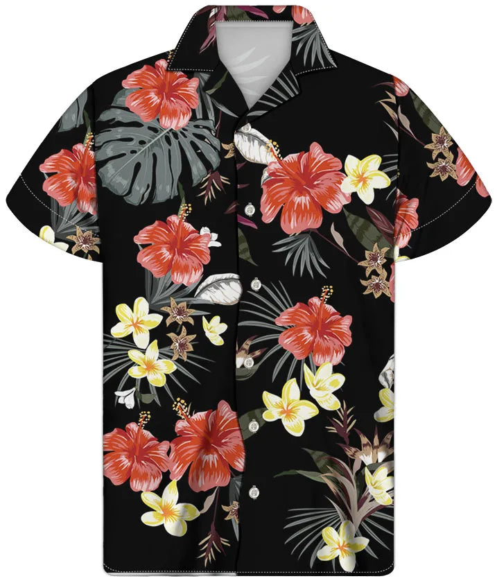 Fancy Gold Shirts for Men Polynesian Tribal Fabric Hawaiian Short Sleeve Shirt Men Summer Clothing for Men's Tropical Tops Shirt